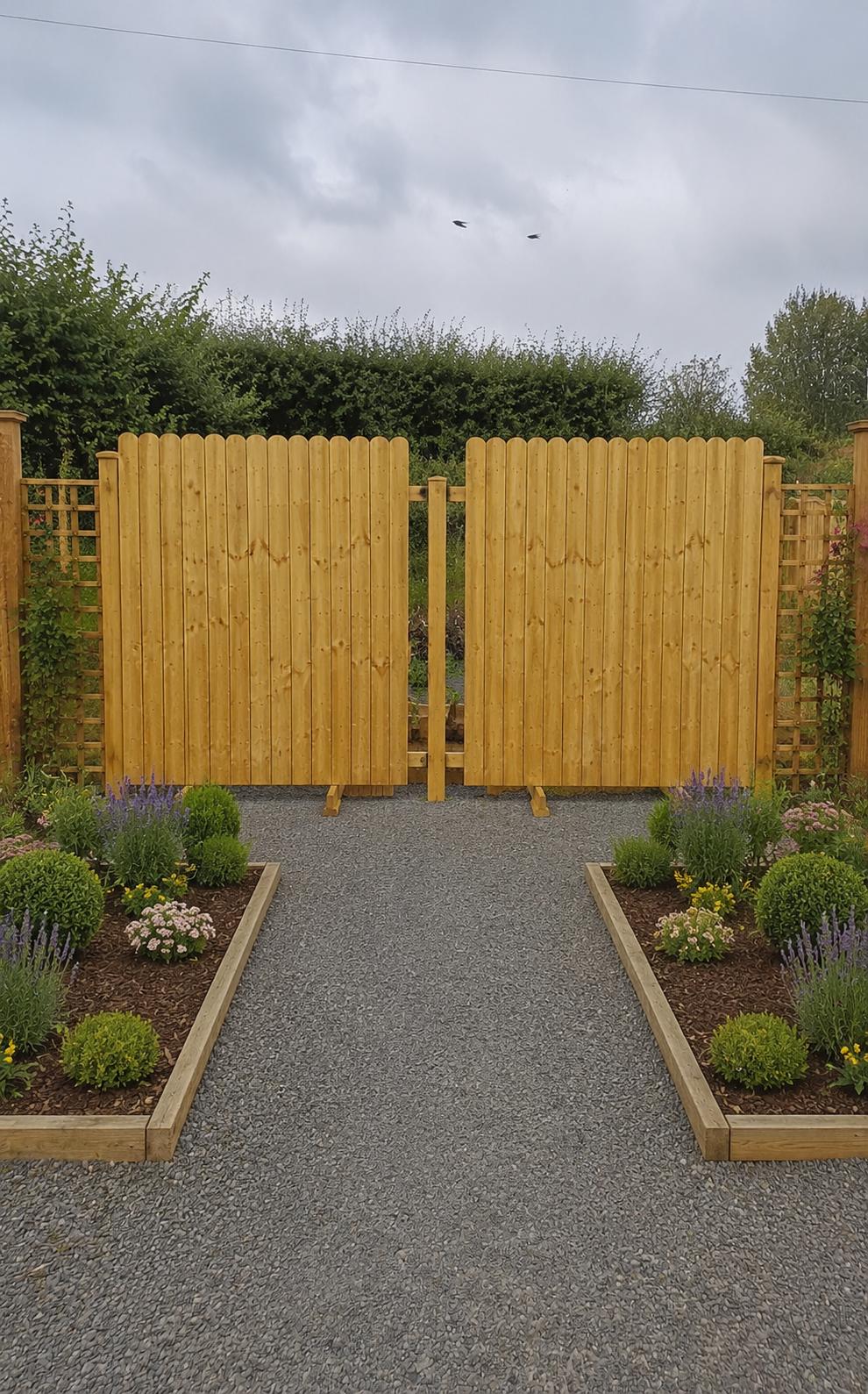 Closed Board Picket Fence with Round Top